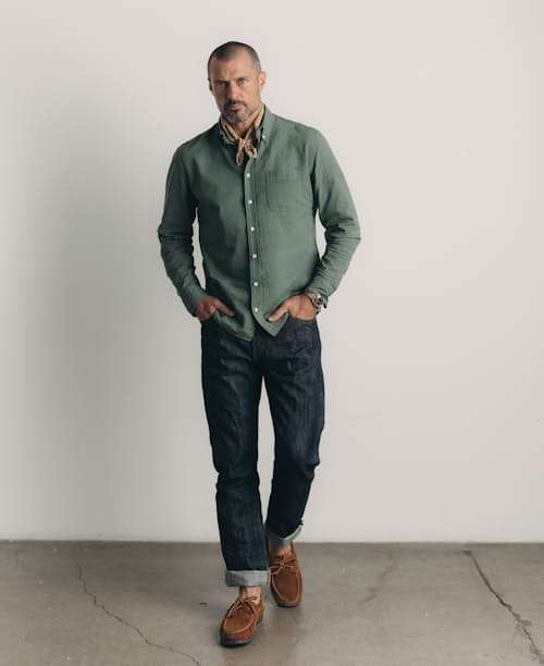on model image of The Jack Seersucker Shirt