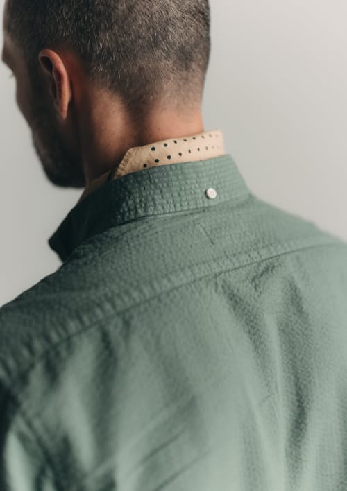 on model image of The Jack Seersucker Shirt