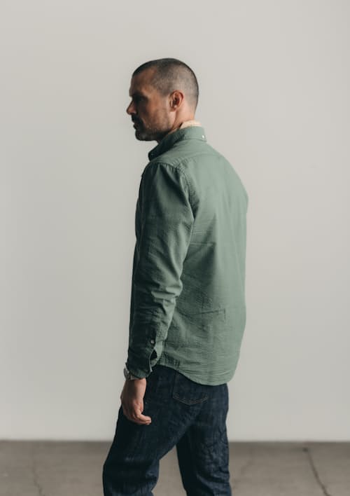 on model image of The Jack Seersucker Shirt