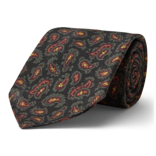 laydown image of Silk Mini Pine Foulard Neck Tie