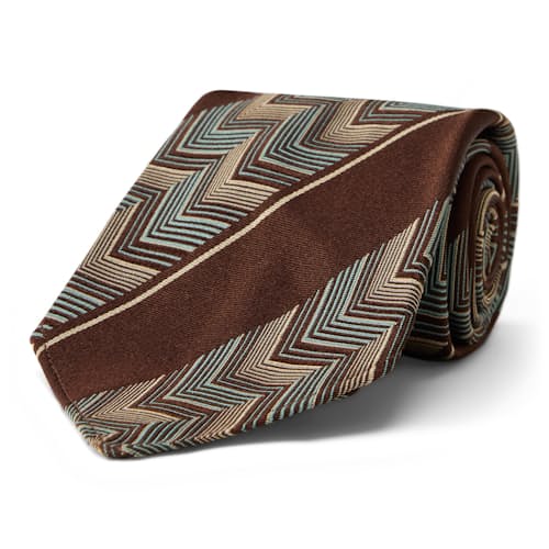 laydown image of Silk Chevron Satin Stripe Neck Tie