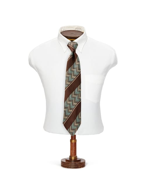 no crop image of Silk Chevron Satin Stripe Neck Tie