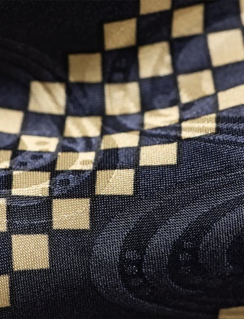 laydown detail image of Silk Checkerboard Stripe Neck Tie