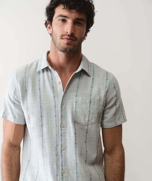 on model image of Classic Stretch Selvage Short Sleeve Shirt