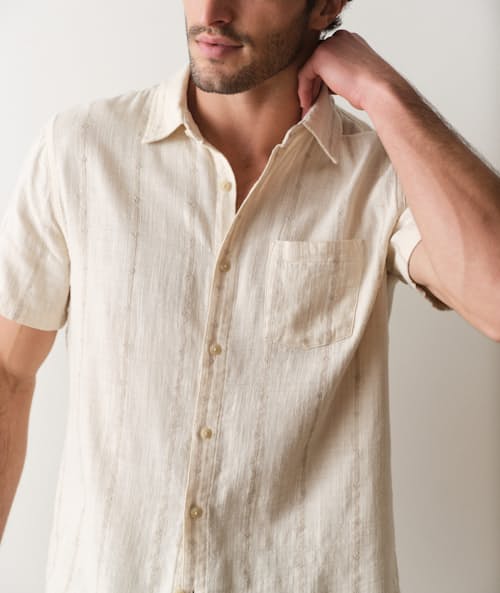 on model image of Classic Stretch Selvage Short Sleeve Shirt