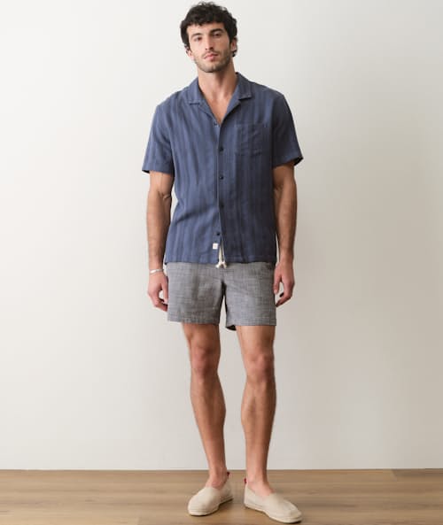 on model image of Dobby Resort Shirt