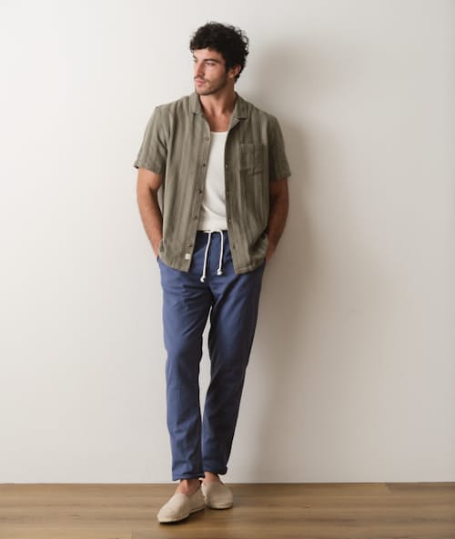 on model image of Dobby Resort Shirt