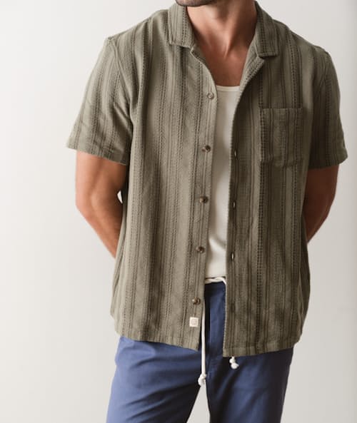 on model image of Dobby Resort Shirt