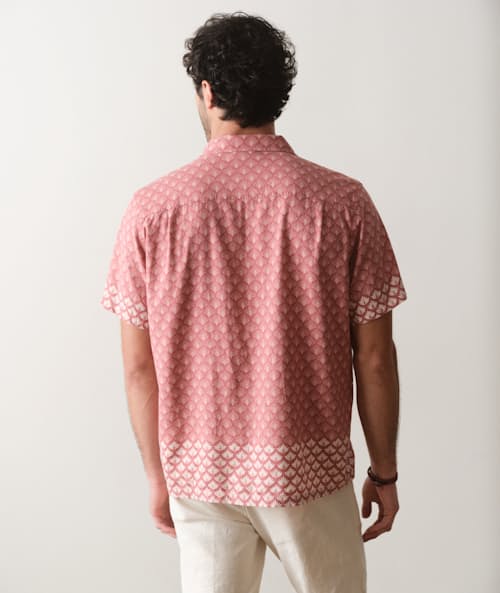 on model image of Tencel Linen Resort Shirt