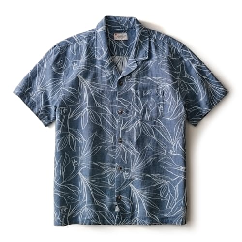 laydown image of Jacquard Linen Resort Short Sleeve Shirt