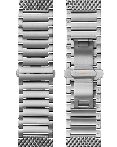laydown detail image of Canfield Model C56 2 Eye Chrono 43mm, Silver Bracelet