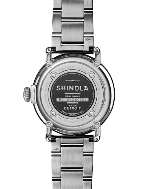 laydown detail image of Runwell 3HD 36mm, MOP Silver Bracelet