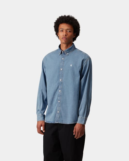 on model image of Long Sleeve Lucas Shirt