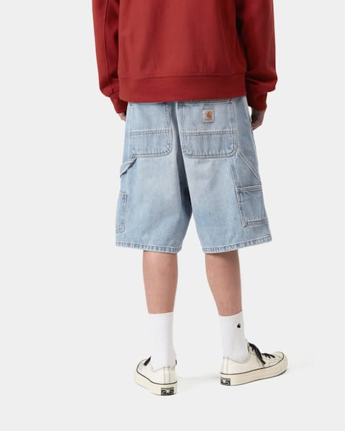on model image of Double Knee Denim Short