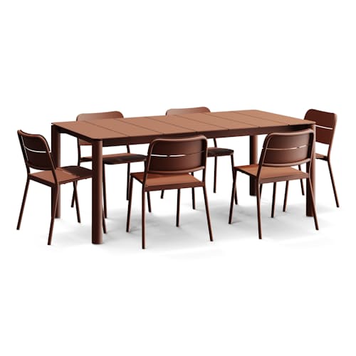 laydown image of Bandwidth Dining Set (Table + 6 Chairs)