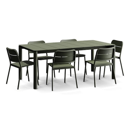 laydown image of Bandwidth Dining Set (Table + 6 Chairs)