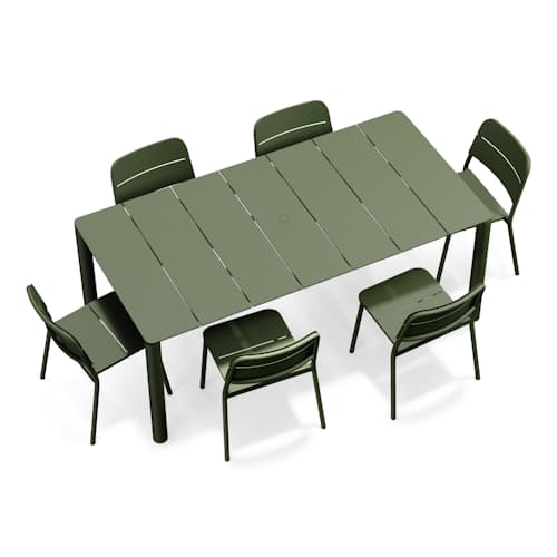 laydown image of Bandwidth Dining Set (Table + 6 Chairs)