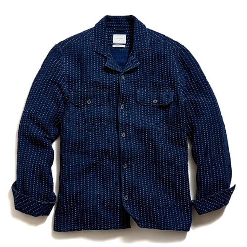 laydown image of Pin Dot Dobby Two Pocket Overshirt