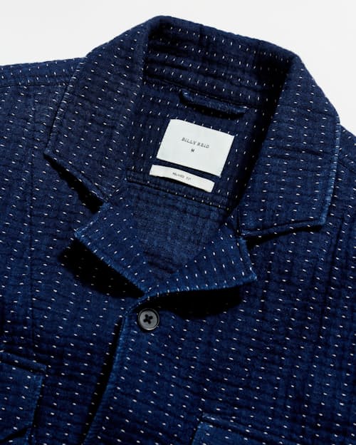 laydown detail image of Pin Dot Dobby Two Pocket Overshirt
