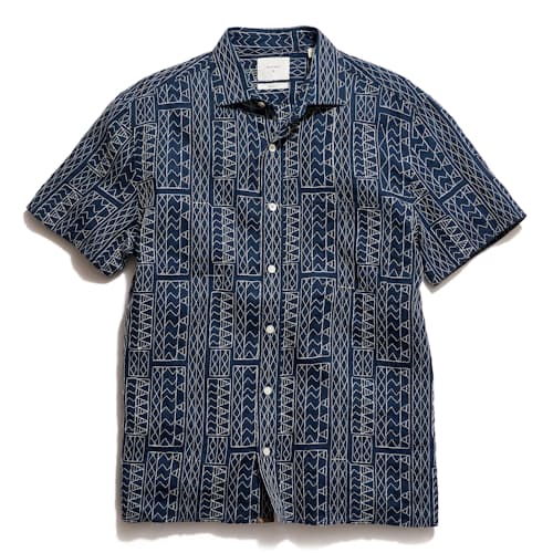 laydown image of Treme Embroidered Short Sleeve Shirt