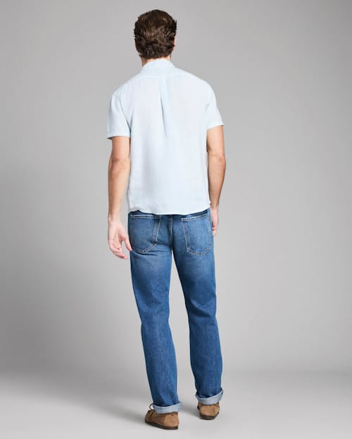 on model image of Tuscumbia Linen Short Sleeve Shirt