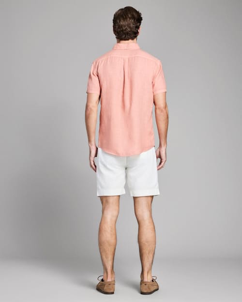 on model image of Tuscumbia Linen Short Sleeve Shirt