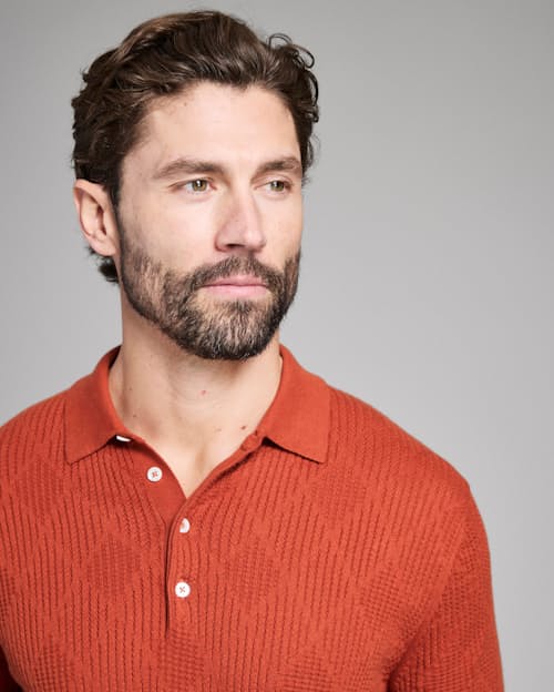 on model image of Diamond Sweater Polo