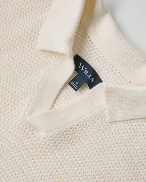 laydown detail image of Crochet Johnny Collar Polo