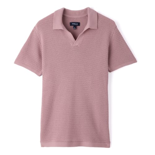 laydown image of Crochet Johnny Collar Polo