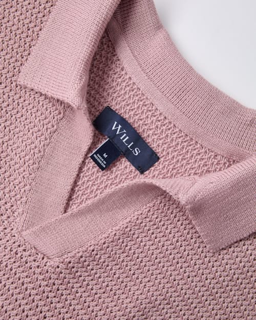 laydown detail image of Crochet Johnny Collar Polo
