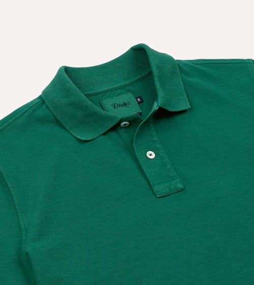 laydown detail image of Washed Pique Cotton Polo Shirt