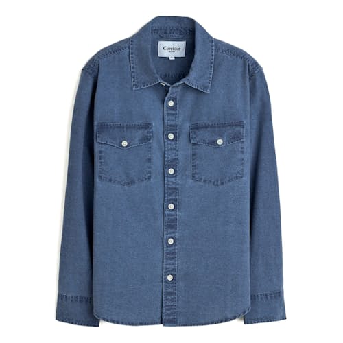 laydown image of Pigment Dye Canvas Long Sleeve Shirt