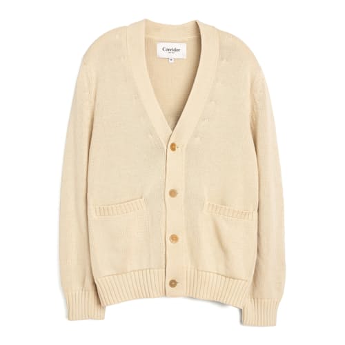 laydown image of Washed Cotton Cardigan Sweater