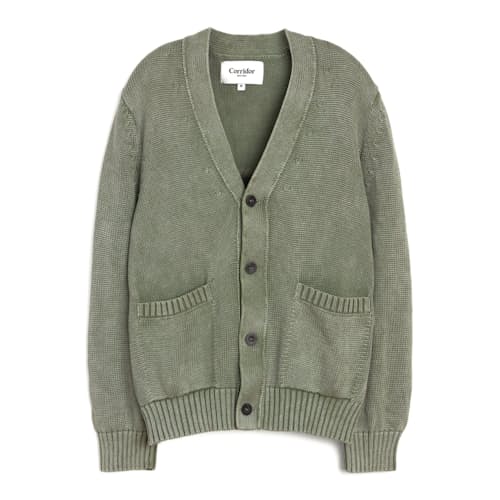 laydown image of Washed Cotton Cardigan Sweater
