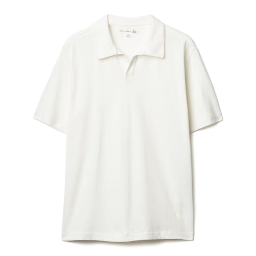 laydown image of Linen Cotton Johnny Collar Polo Shirt