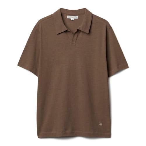 laydown image of Linen Cotton Johnny Collar Polo Shirt