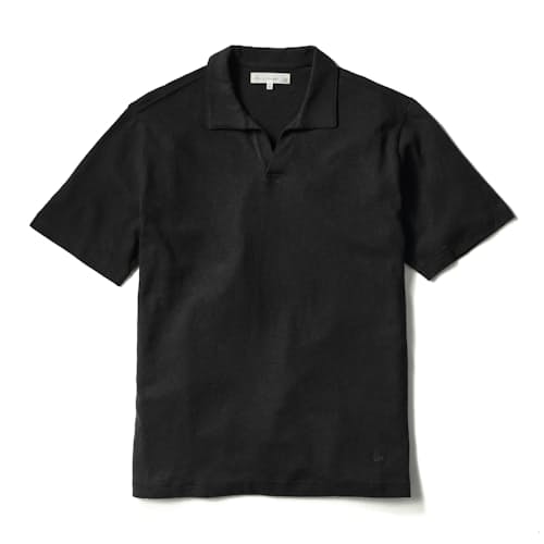 laydown image of Linen Cotton Johnny Collar Polo Shirt