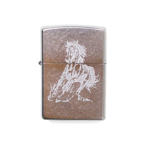 laydown image of Running Horse Zippo