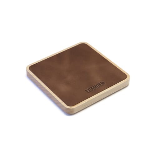 laydown image of Maple & Leather Coaster