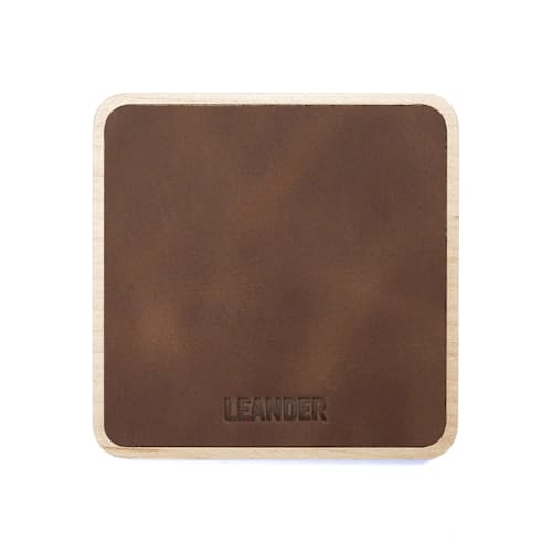 laydown image of Maple & Leather Coaster