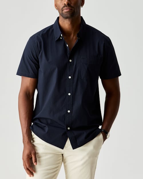 on model image of Poplin Draftsman Short Sleeve Shirt