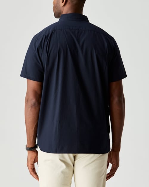 on model image of Poplin Draftsman Short Sleeve Shirt