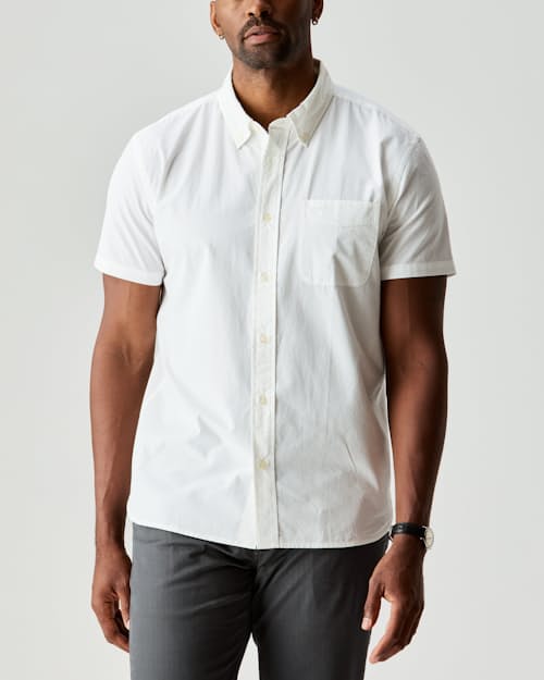 on model image of Poplin Draftsman Short Sleeve Shirt