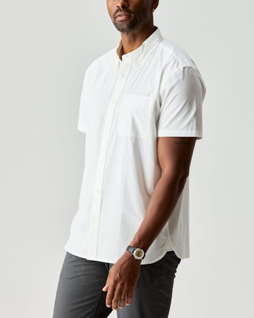 on model image of Poplin Draftsman Short Sleeve Shirt