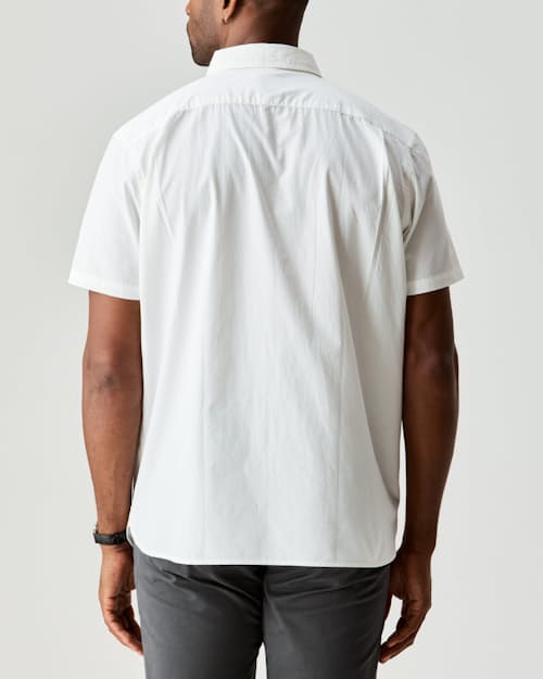 on model image of Poplin Draftsman Short Sleeve Shirt