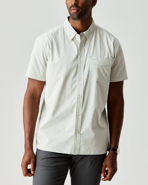 on model image of Poplin Draftsman Short Sleeve Shirt