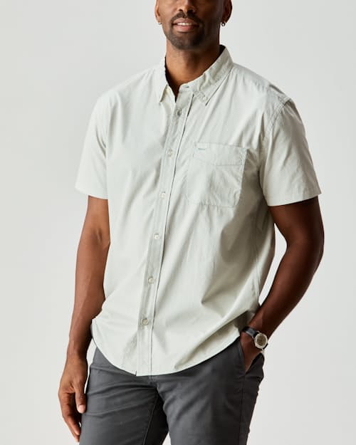 on model image of Poplin Draftsman Short Sleeve Shirt