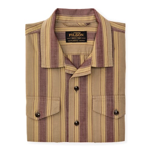 laydown image of Short Sleeve Chambray Camp Shirt