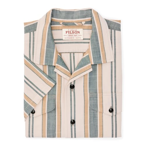 laydown image of Short Sleeve Chambray Camp Shirt