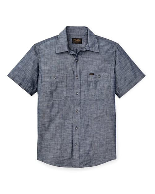 laydown image of Short Sleeve Chambray Shirt